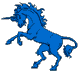A graphic of a blue unicorn.
